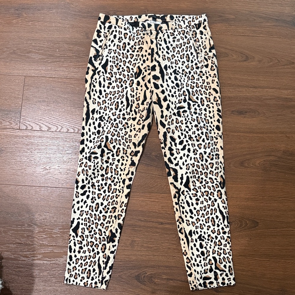 Leopard Waistband Slim Pants in Cream, Black & Brown